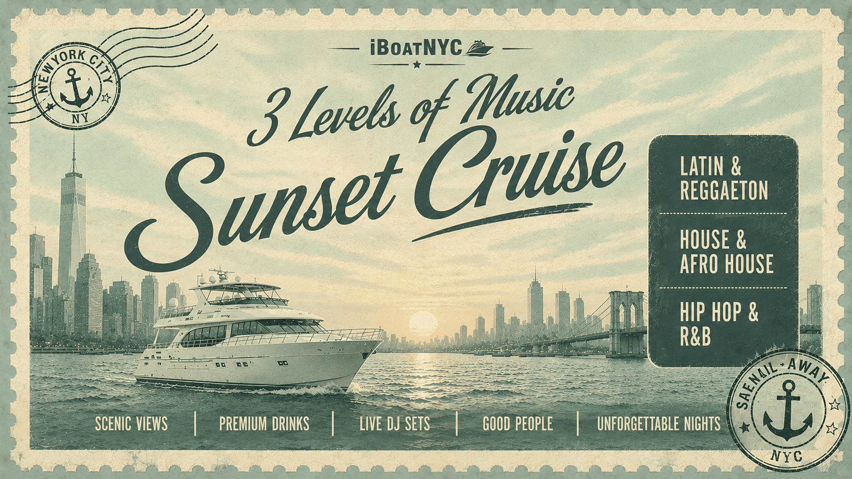 NYC Sunset Boat Party: Reggaeton / Hip-Hop / House - Multi-Level Yacht