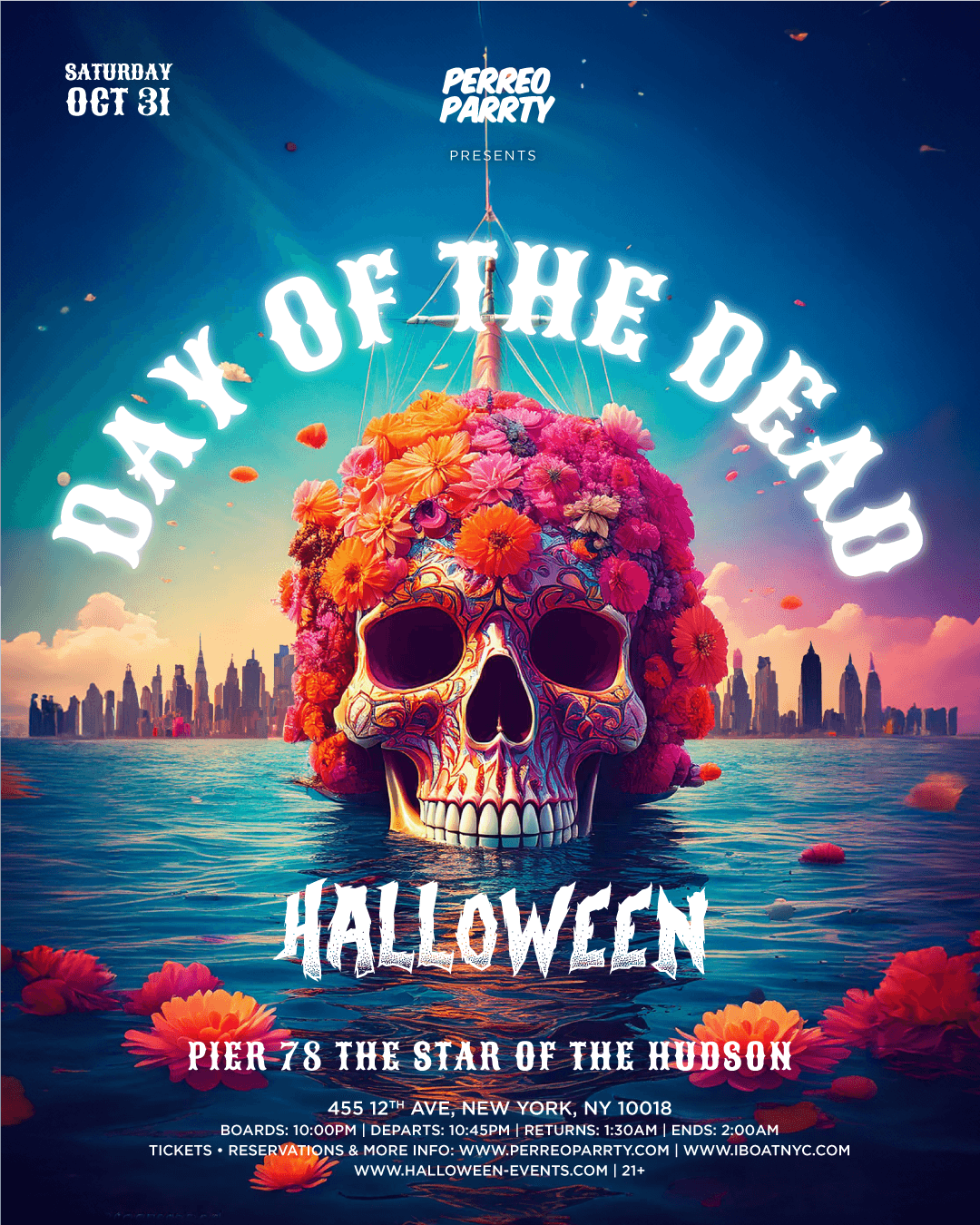 The Day of the Dead Halloween Latin & Reggaeton Boat Party NYC Yacht Cruise